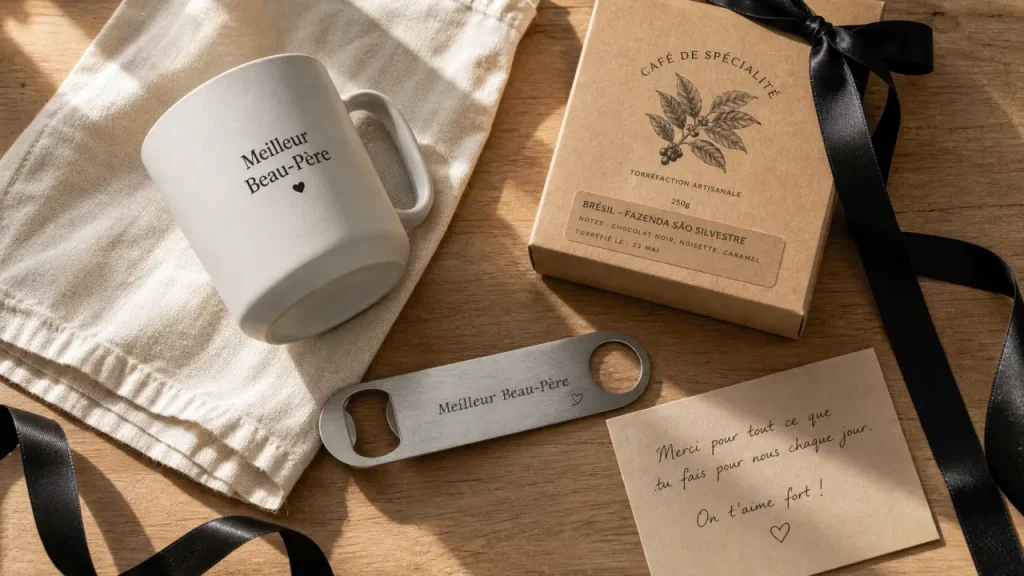 Beau pere cadeau : décapsuleur “Meilleur Beau-Père” et coffret café artisanal