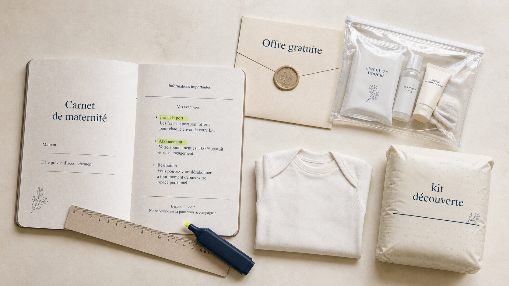 Cadeau gratuit grossesse : kit d’essai bébé et couches, frais de port à vérifier