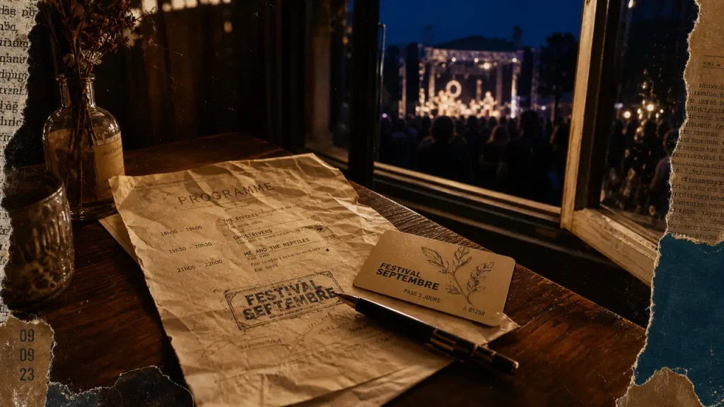 Festival septembre 2025 : billets et programme froissé