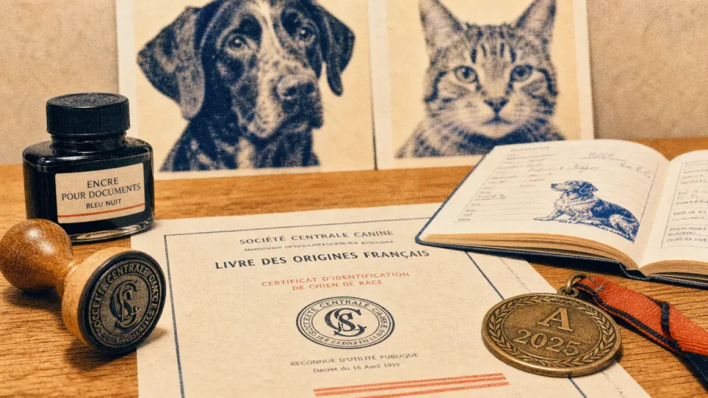 prénom animaux 2025 lettre A : médaille et portraits de chien et chat