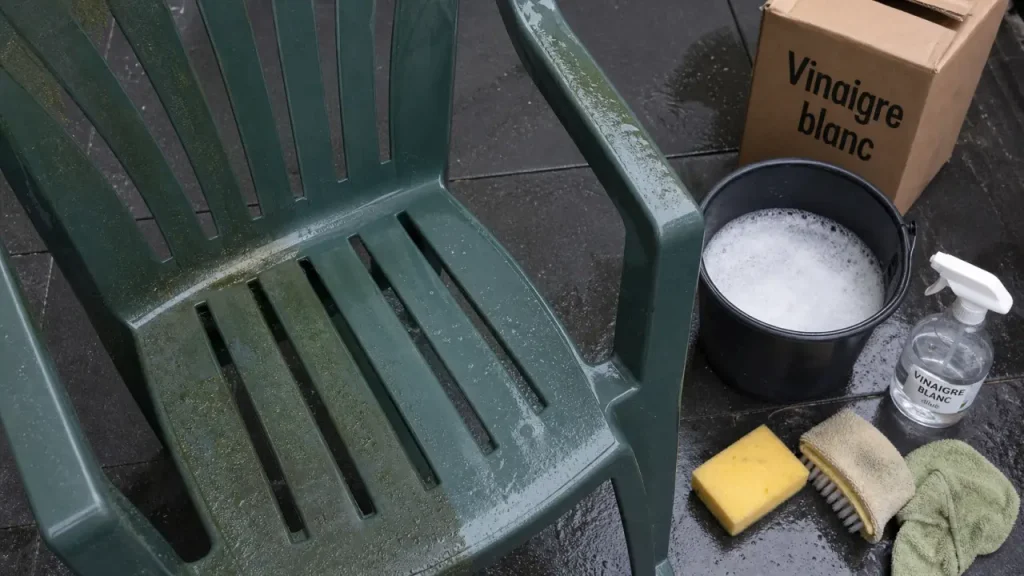 Comment raviver un salon de jardin en plastique vert : nettoyage au vinaigre et mousse