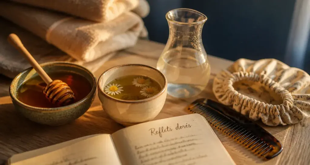 Éclaircir ses cheveux naturellement : miel ambré et infusion de camomille