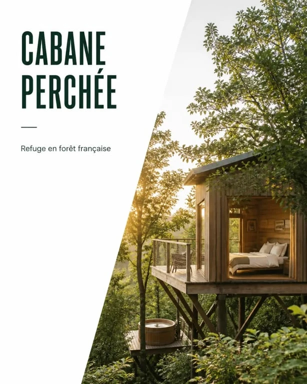 Vacances insolites france : cabane perchée confortable dans une forêt française