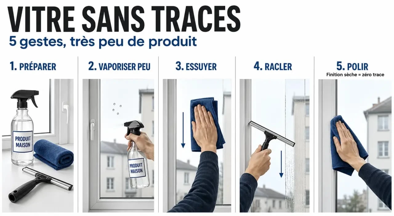 Produit vitre maison : méthode pas à pas pour nettoyer une fenêtre sans traces
