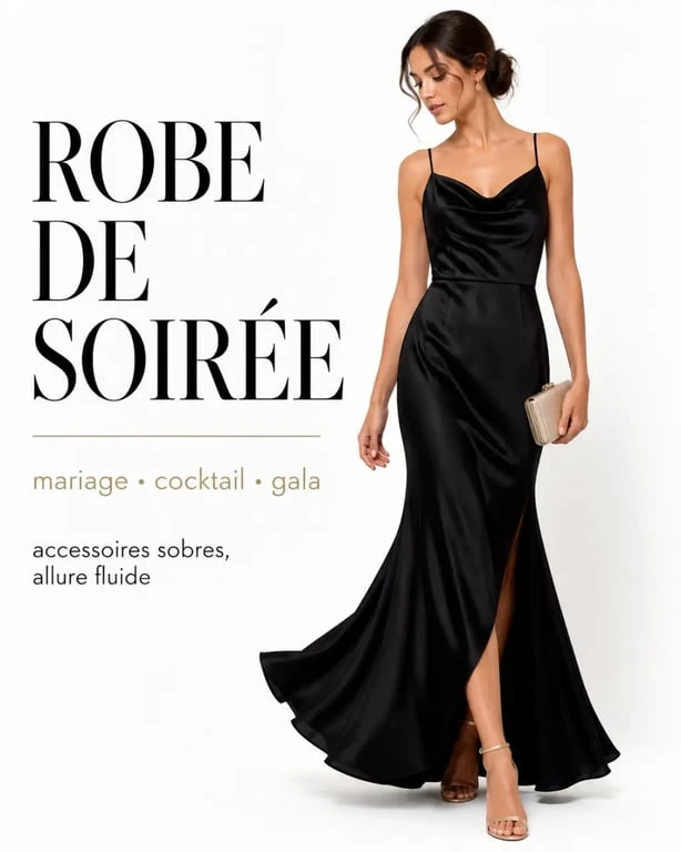Robes de soirée chic et classe portées pour mariage, cocktail et gala avec accessoires sobres