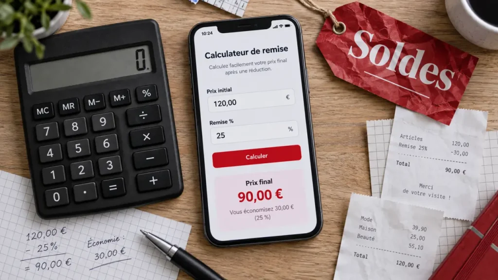 Calculatrice pour les soldes : prix final après remise