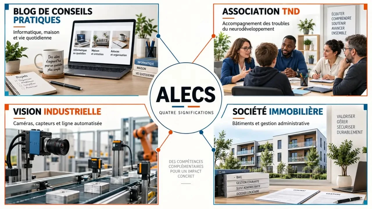 ALECS et ses quatre significations : blog, association TND, caméra industrielle et société immobilière