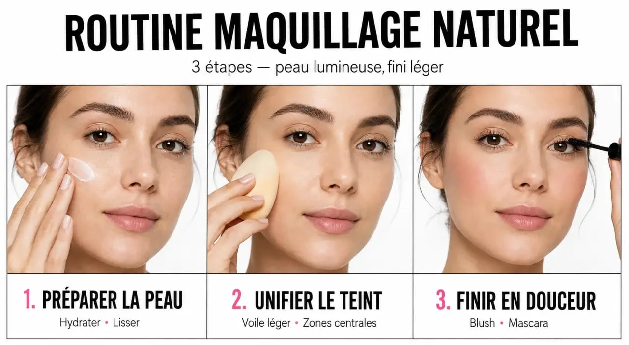 Conseils maquillage : routine de maquillage naturel en 3 étapes