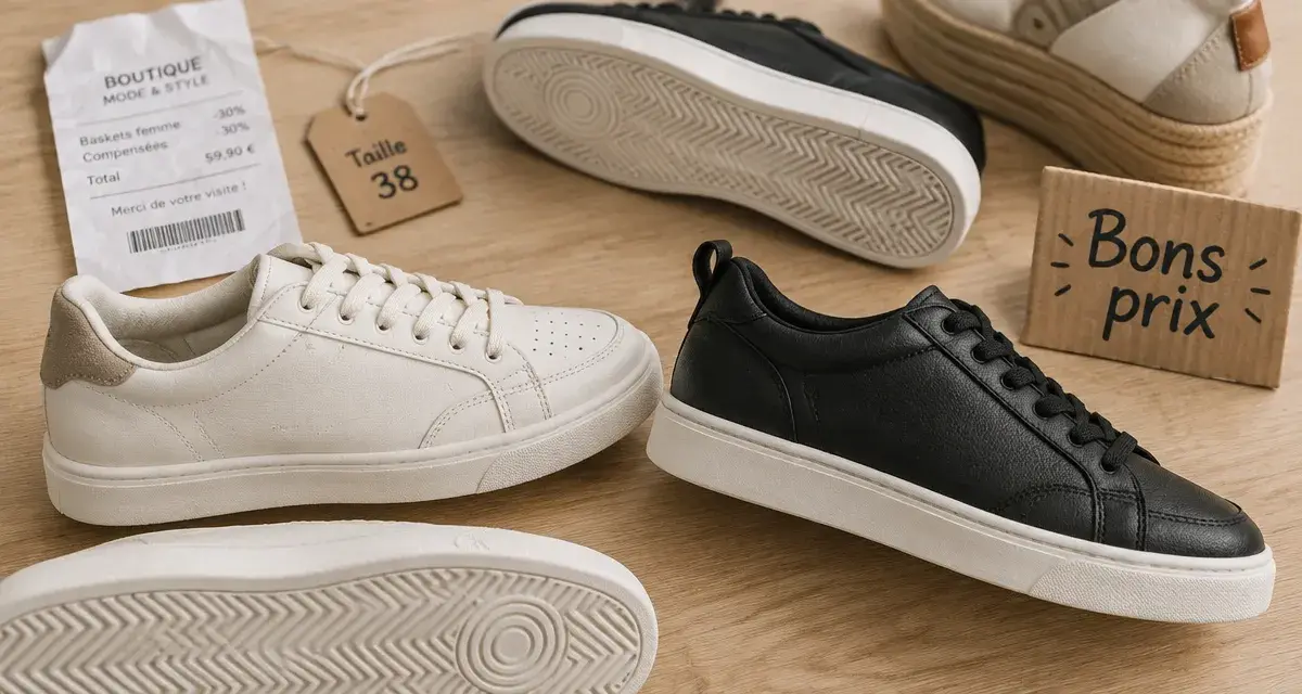 Basket soldes femmes : confort et style, noir et blanc